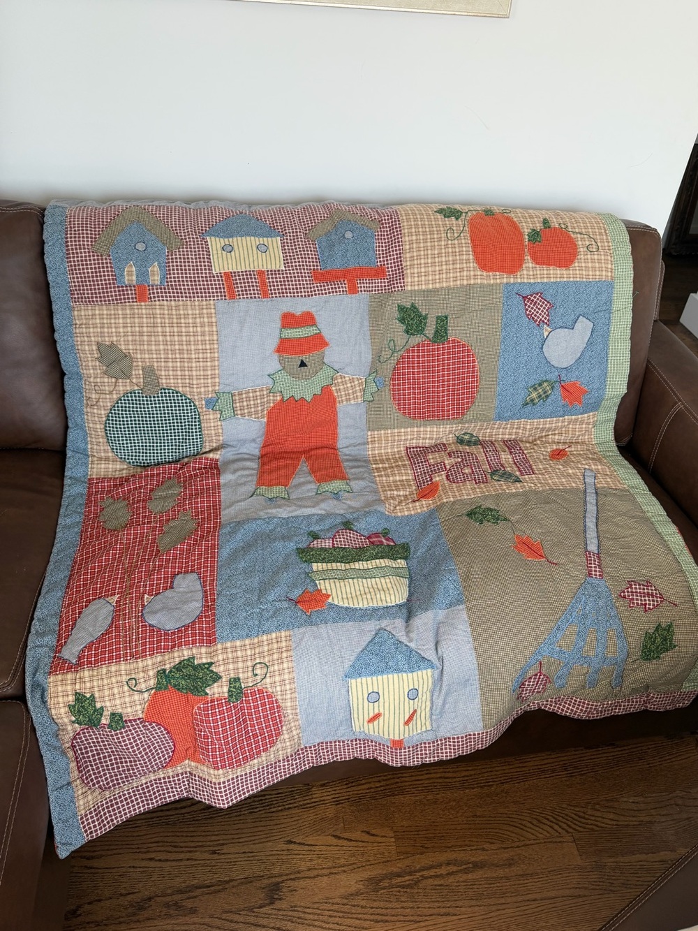 Fall Quilt Throw Blanket Halloween Cotton Pumpkin Scarecrow